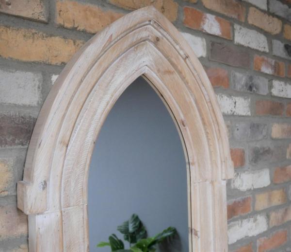 Product photograph of Large Arch Fir Wood Mirror from Choice Furniture Superstore.