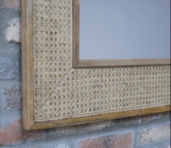 Product photograph of Acacia Wood And Rattan Mirror from Choice Furniture Superstore.