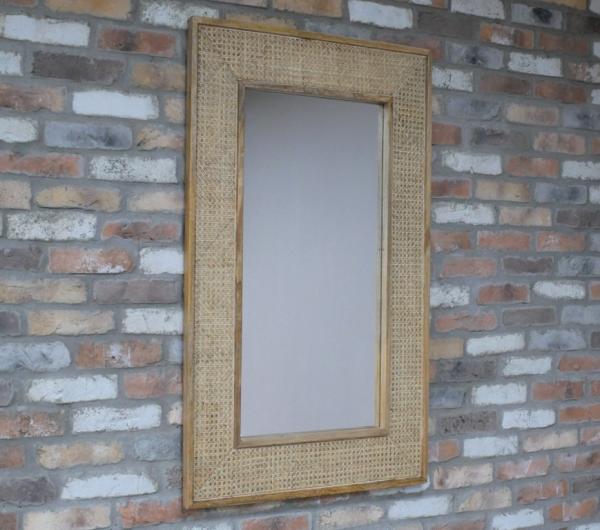 Product photograph of Acacia Wood And Rattan Mirror from Choice Furniture Superstore.