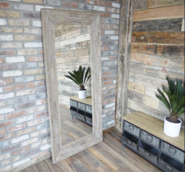 Product photograph of Rustic Wood Large Wall Mirror from Choice Furniture Superstore.