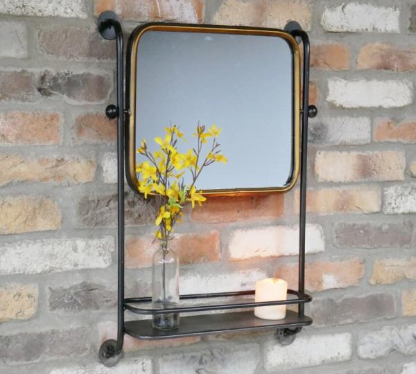 Product photograph of Metal Mirror With Shelf - 48cm X 62cm - Set Of 2 from Choice Furniture Superstore.