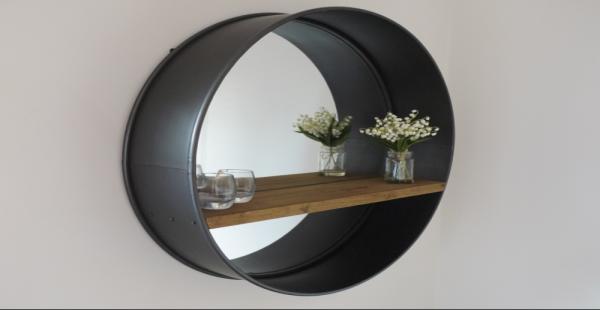 Product photograph of Retro Industrial Round Mirror from Choice Furniture Superstore.