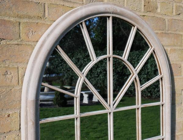 Product photograph of Rustic Cream Arch Garden Mirror from Choice Furniture Superstore.