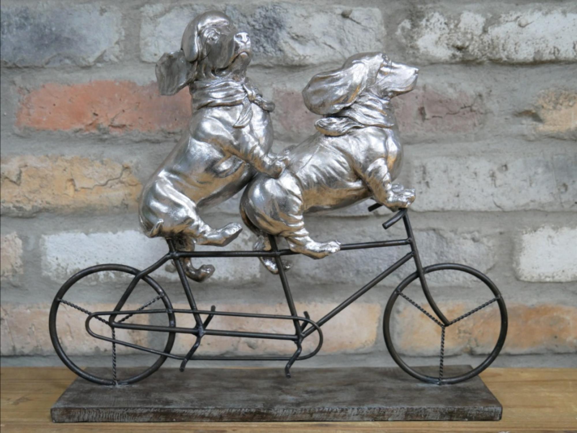 Product photograph of Resin And Metal Dogs On A Bicycle - Set Of 2 from Choice Furniture Superstore.