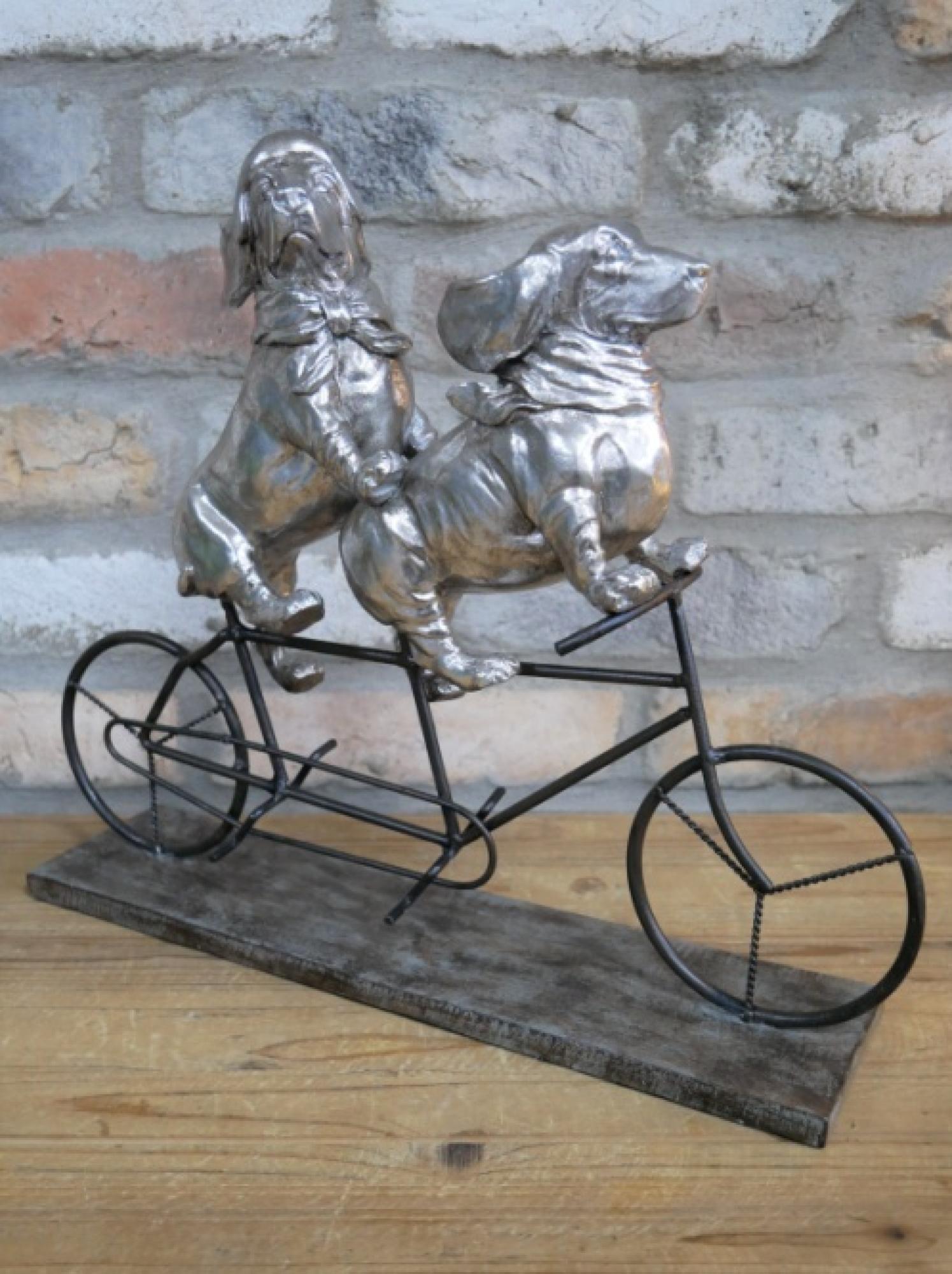 Product photograph of Resin And Metal Dogs On A Bicycle - Set Of 2 from Choice Furniture Superstore.