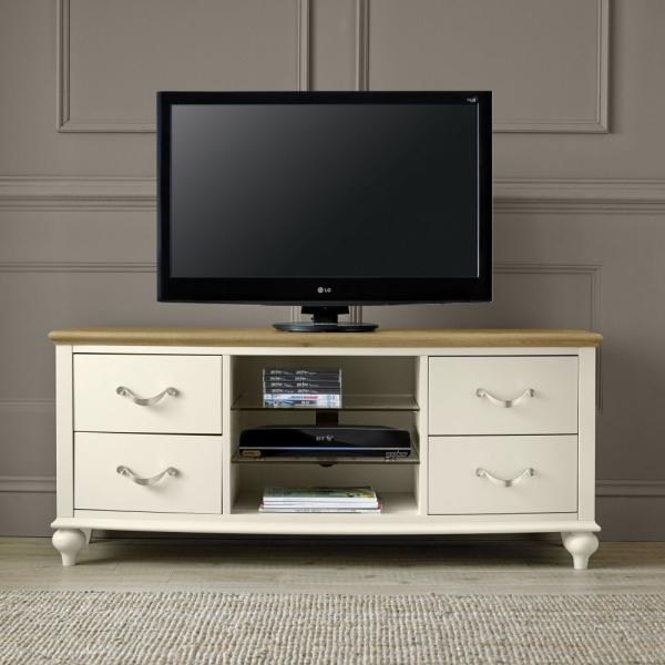 Product photograph of Bentley Designs Montreux Pale Oak And Antique White 4 Drawer Tv Unit from Choice Furniture Superstore.