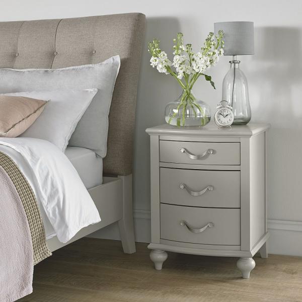 Product photograph of Bentley Designs Montreux Urban Grey 3 Drawer Bedside Cabinet from Choice Furniture Superstore.