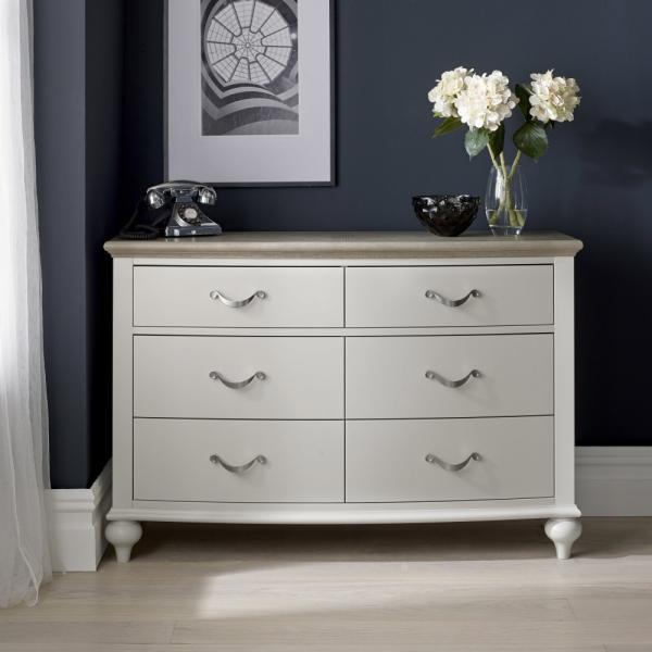 Product photograph of Bentley Designs Montreux Grey Washed Oak And Soft Grey 6 Drawer Wide Chest from Choice Furniture Superstore.