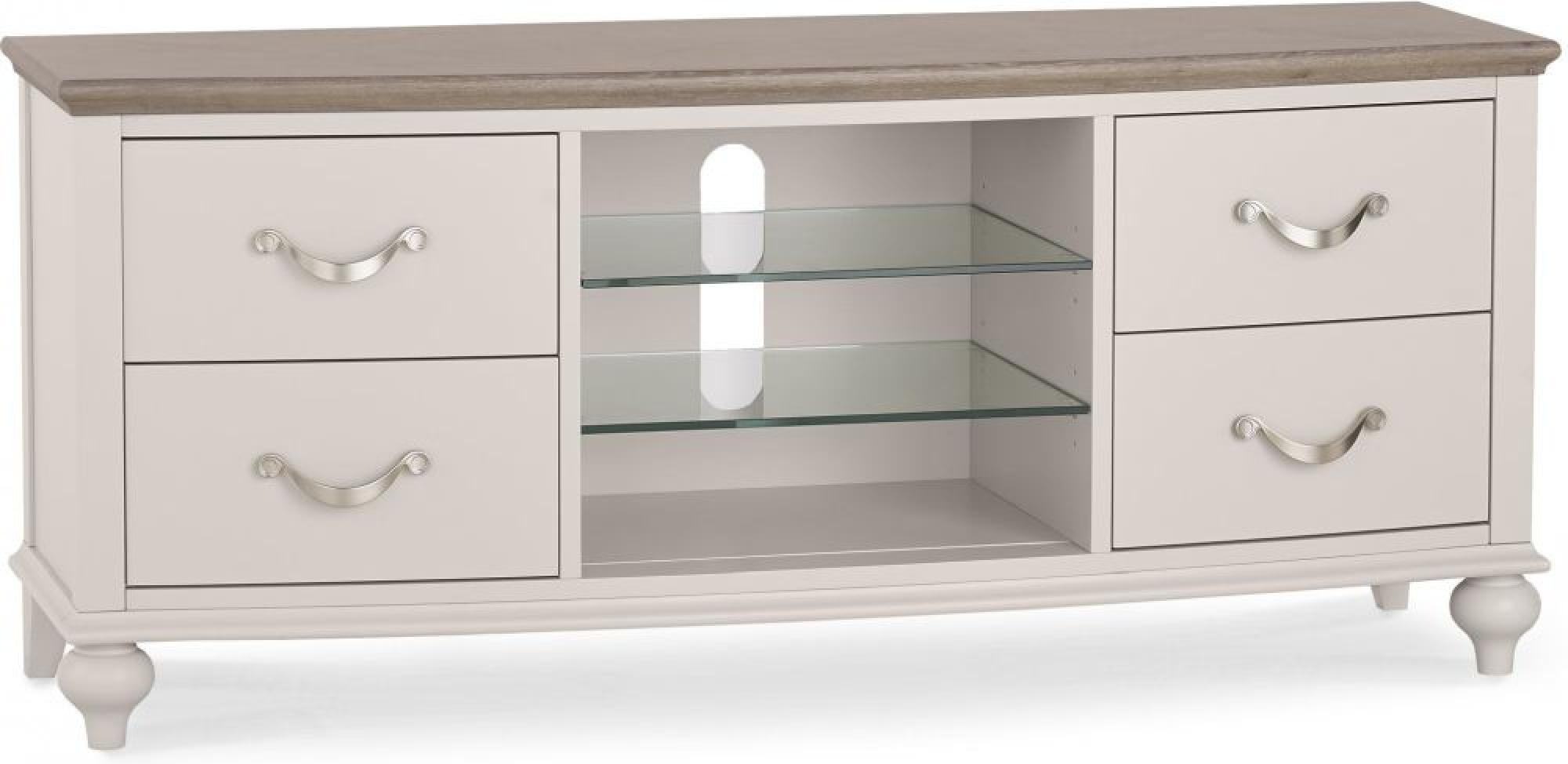 Product photograph of Bentley Designs Montreux Grey Washed Oak And Soft Grey Entertainment Unit 43in Plasma from Choice Furniture Superstore.