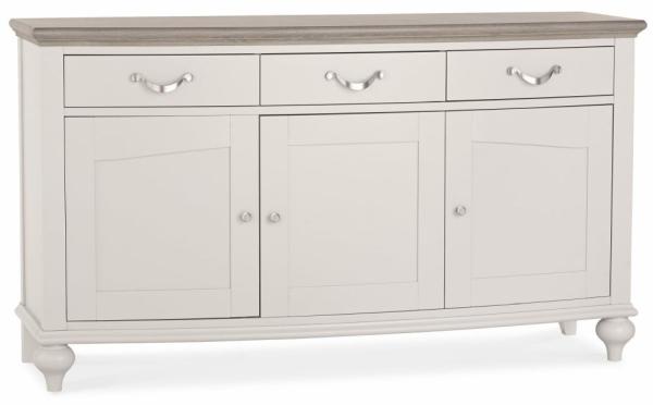 Product photograph of Bentley Designs Montreux Grey Washed Oak And Soft Grey 3 Drawer Wide Sideboard from Choice Furniture Superstore.
