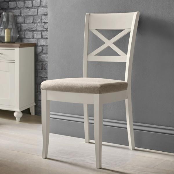 Product photograph of Bentley Designs Montreux Soft Grey X Back Dining Chair - Pebble Grey Fabric Sold In Pairs from Choice Furniture Superstore.