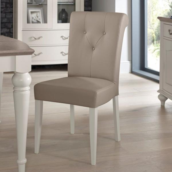 Product photograph of Bentley Designs Montreux Soft Grey Upholstered Dining Chair - Grey Bonded Leather Sold In Pairs from Choice Furniture Superstore.