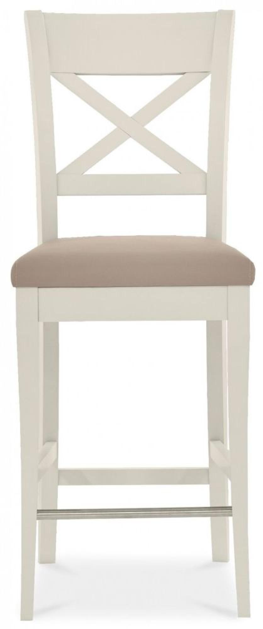 Product photograph of 2 X Bentley Designs Montreux Soft Grey X Back Bar Stool - Grey Bonded Leather from Choice Furniture Superstore.