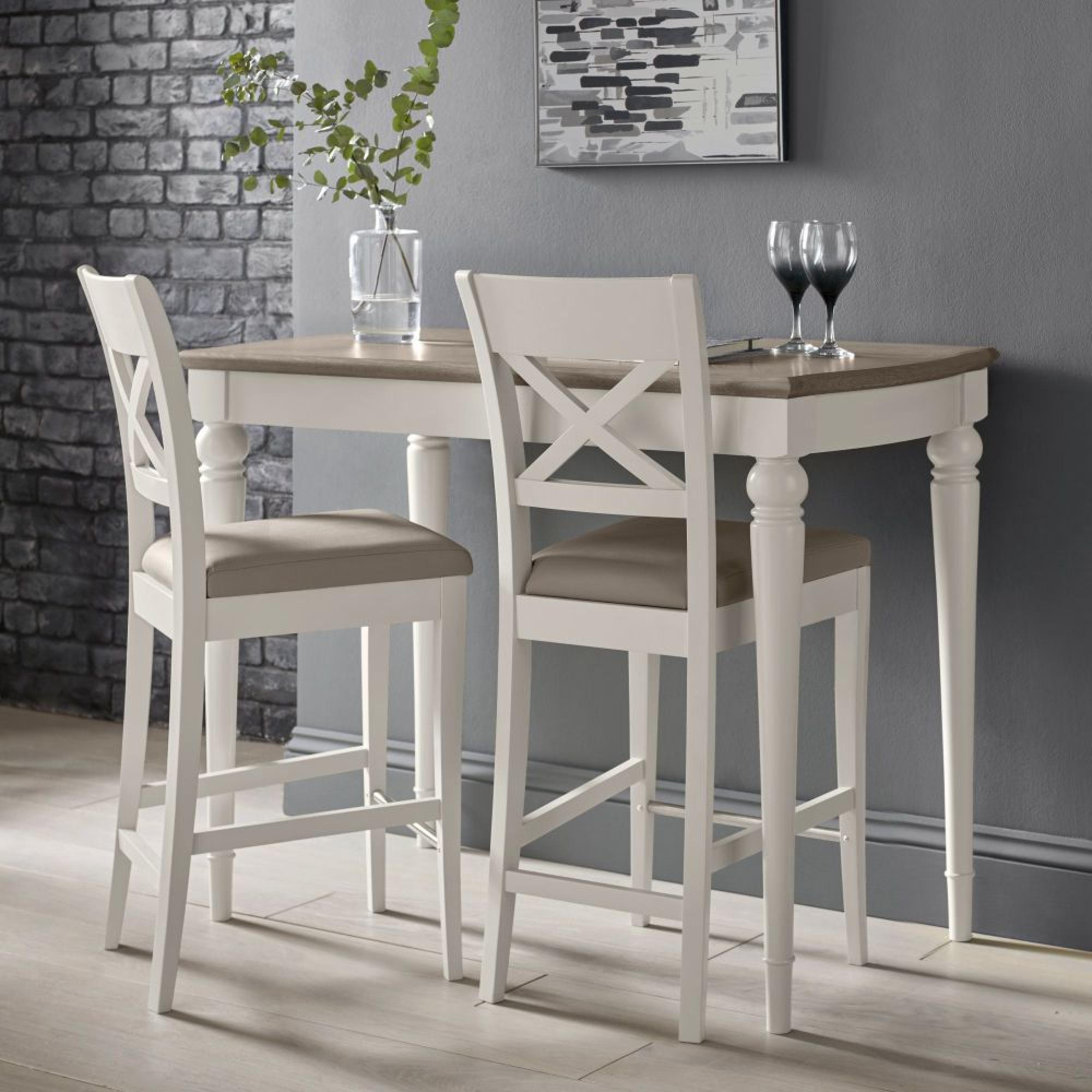 Product photograph of 2 X Bentley Designs Montreux Soft Grey X Back Bar Stool - Grey Bonded Leather from Choice Furniture Superstore.