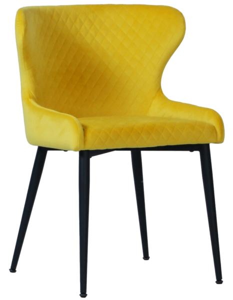 Product photograph of Olean Yellow Velvet Fabric Dining Chair Sold In Pairs from Choice Furniture Superstore.