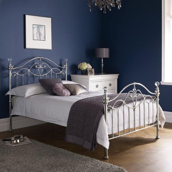 Product photograph of Bentley Designs Elena Shiny Nickel 4ft 6in Double Bedstead from Choice Furniture Superstore.