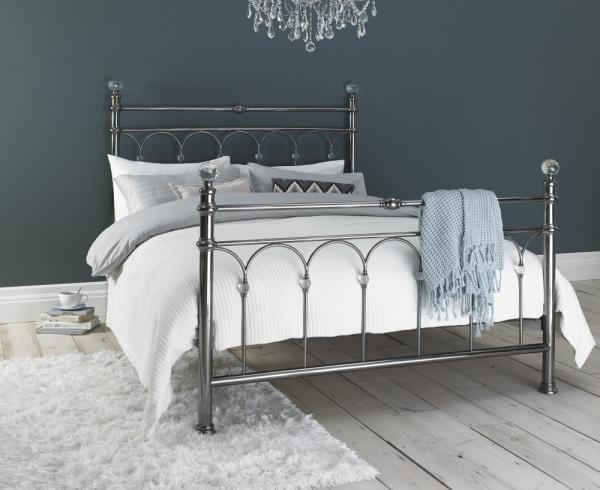 Product photograph of Bentley Designs Krystal Antique Nickel 4ft 6in Double Bedstead from Choice Furniture Superstore.