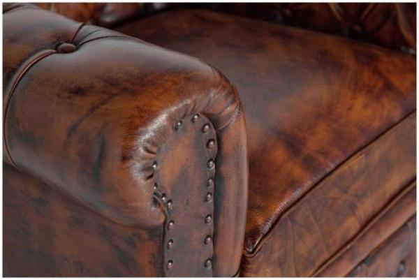 Product photograph of Calistoga Brown Leather Chester Armchair from Choice Furniture Superstore.