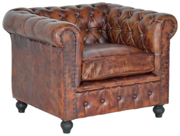 Product photograph of Calistoga Brown Leather Chester Armchair from Choice Furniture Superstore.