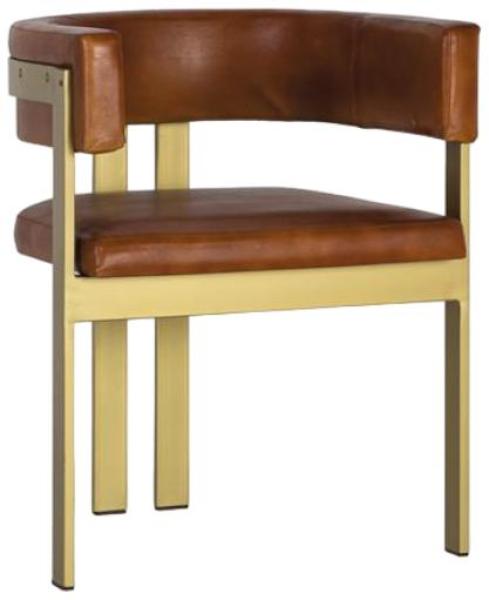 Product photograph of Delisle Golden And Brown Leather Armchair from Choice Furniture Superstore.