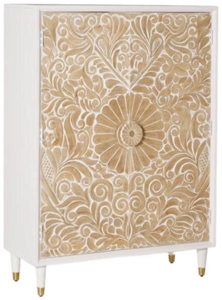 Product photograph of Dover Carved Mango Wood Hall Cabinet from Choice Furniture Superstore.