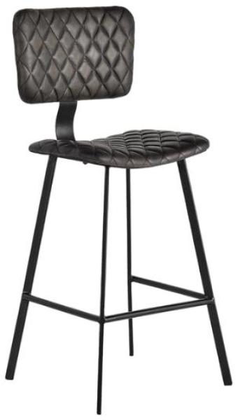 Product photograph of Danidun Dark Grey Leather Bar Stool Sold In Pairs from Choice Furniture Superstore.