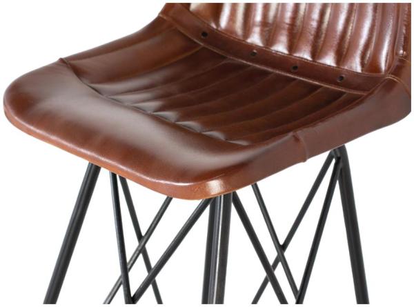 Product photograph of Mingde Industrial Upholstered Leather Brown Bar Stool Sold In Pairs from Choice Furniture Superstore.