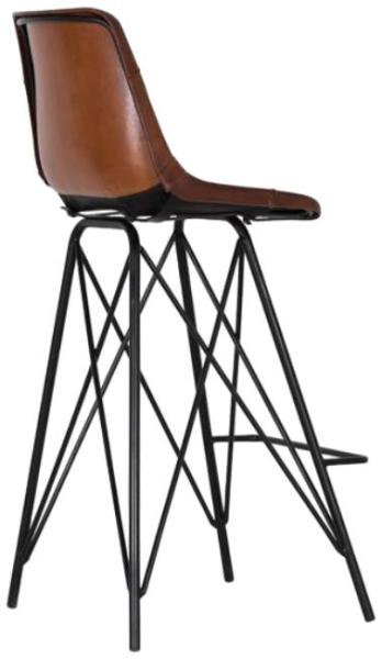 Product photograph of Mingde Industrial Upholstered Leather Brown Bar Stool Sold In Pairs from Choice Furniture Superstore.