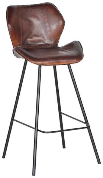 Product photograph of 2 X Caiziwan Industrial Brown Leather Bar Stool from Choice Furniture Superstore.