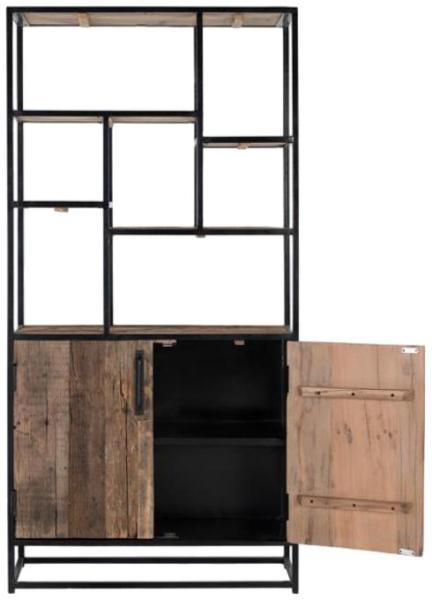 Product photograph of Largo Recycled Wood And Metal 2 Door Bookcase from Choice Furniture Superstore.