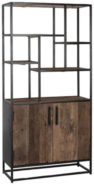 Product photograph of Largo Recycled Wood And Metal 2 Door Bookcase from Choice Furniture Superstore.