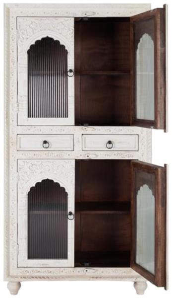 Product photograph of Mylo Solid Mango Wood 4 Glass Doors 2 Drawer Display Cabinet from Choice Furniture Superstore.
