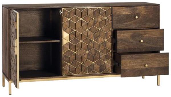 Product photograph of Royersford Mango Wood 2 Door 3 Drawer Medium Sideboard from Choice Furniture Superstore.