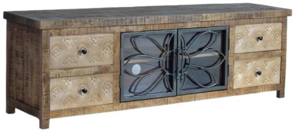 Product photograph of Hopkins Mango Wood 2 Door 4 Drawer Tv Cabinet from Choice Furniture Superstore.