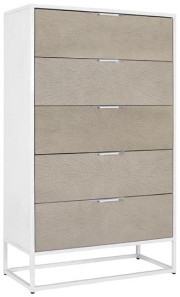Product photograph of Tyronza White And Beige 5 Drawer Chest from Choice Furniture Superstore.