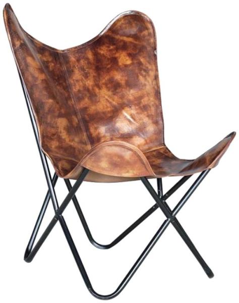 Product photograph of Fowlerton Brown Leather Butterfly Chair from Choice Furniture Superstore.