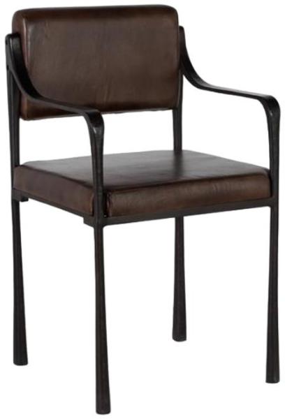 Product photograph of Anmoore Brown Leather Dining Chair Sold In Pairs from Choice Furniture Superstore.