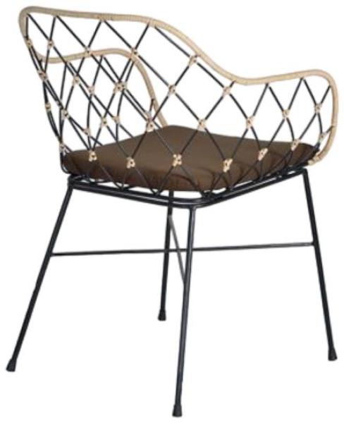 Product photograph of Fairbank Rattan And Metal Curved Dining Chair Sold In Pairs from Choice Furniture Superstore.