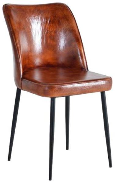 Product photograph of Arroyo Brown Leather Solid Back Dining Chair Sold In Pairs from Choice Furniture Superstore.