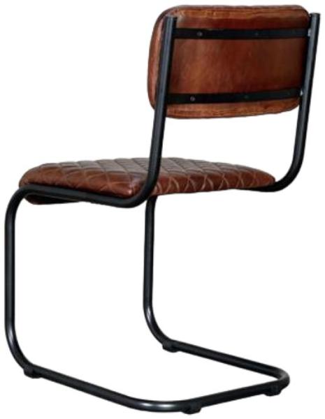 Product photograph of Hobart Brown Leather Upholstered Dining Chair Sold In Pairs from Choice Furniture Superstore.