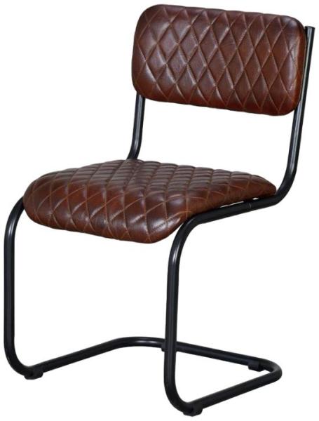 Product photograph of Hobart Brown Leather Upholstered Dining Chair Sold In Pairs from Choice Furniture Superstore.