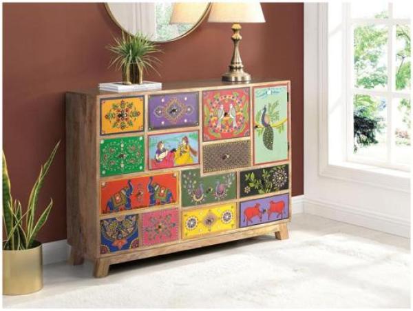 Product photograph of Kenmare Solid Mango Wood 13 Drawer Chest from Choice Furniture Superstore.