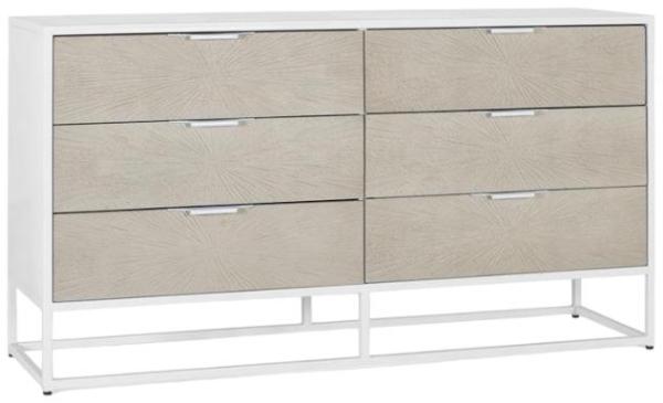Product photograph of Lonaconing White And Beige 6 Drawer Chest from Choice Furniture Superstore.