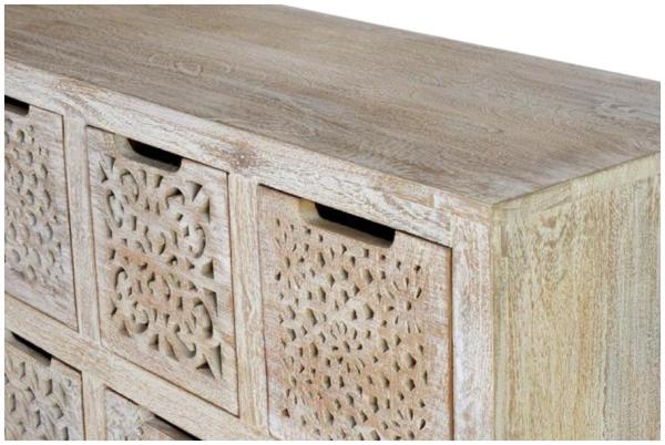 Product photograph of Micco Carved Mango Tree Wood 9 Drawer Chest from Choice Furniture Superstore.