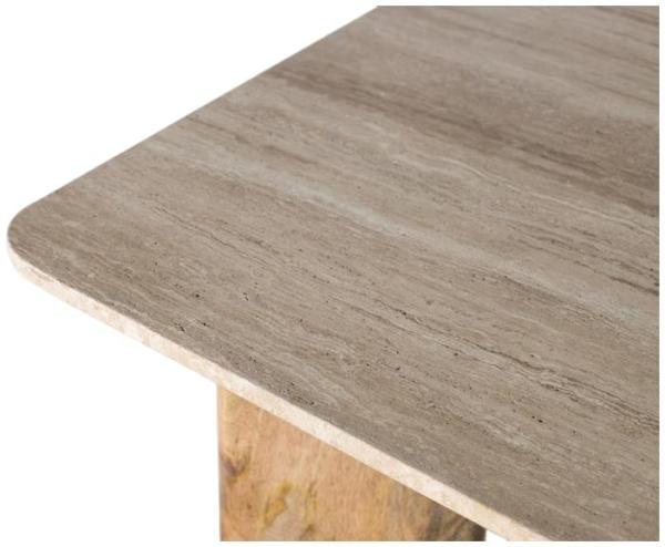 Product photograph of Ketwa Travertine Marble Top And Mango Wood Leg Coffee Table from Choice Furniture Superstore.