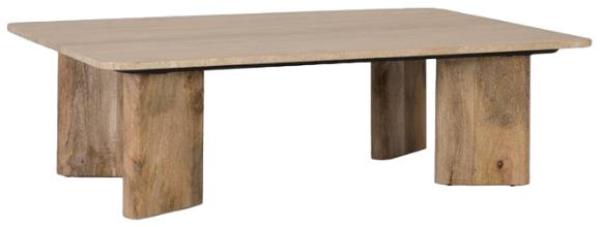 Product photograph of Ketwa Travertine Marble Top And Mango Wood Leg Coffee Table from Choice Furniture Superstore.