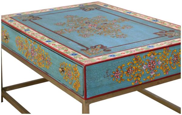 Product photograph of Yambagomi Hand Decorated Mango Wood Coffee Table from Choice Furniture Superstore.