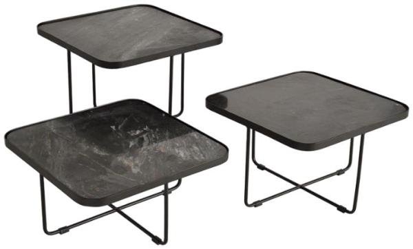 Product photograph of Ukwaheri Black Marble Stone Top End Tables Set Of 3 from Choice Furniture Superstore.