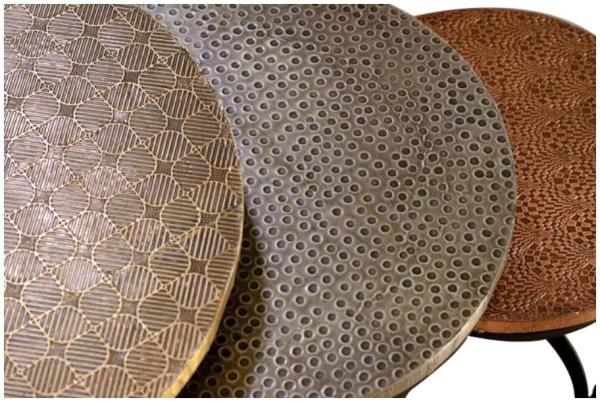 Product photograph of Potoa Copper And Brass End Tables Set Of 3 from Choice Furniture Superstore.