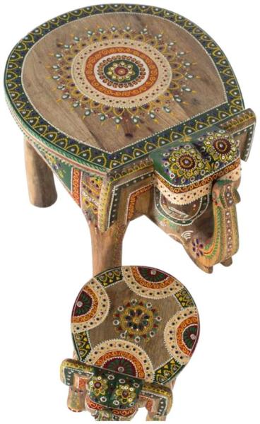 Product photograph of Kilomeni Hand Painted Mango Wood Elephant Figure Tables Set Of 2 from Choice Furniture Superstore.